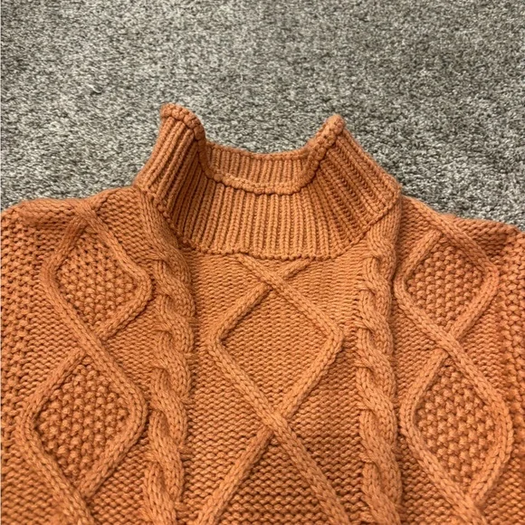 Women's Cable Knit Sweater - Orange - Picture 3 of 5